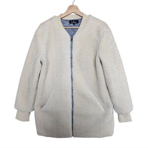 Lulu's Soft Cream Zip Up Teddy Jacket Size Medium